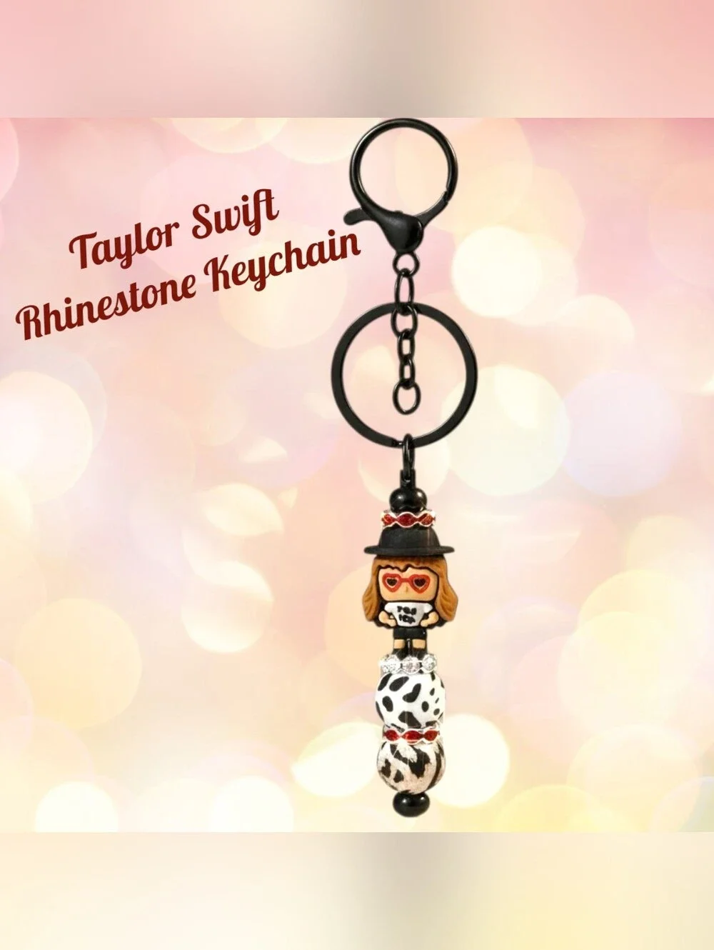 2pc Taylor Swift Sparkly Beaded Rhinestone Pen & Keyxhain Set- Gift Box Included - Picture 5 of 13